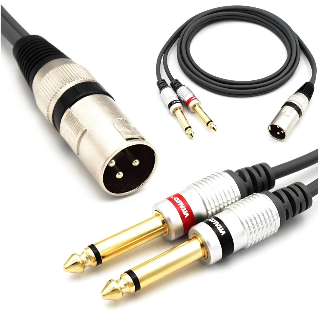 XLR Stecker auf 2x 6.3mm TS Klinke Kabel 1.5m Mikrofonkabel 3 Polig auf Mono Klinkenstecker Audio Ad