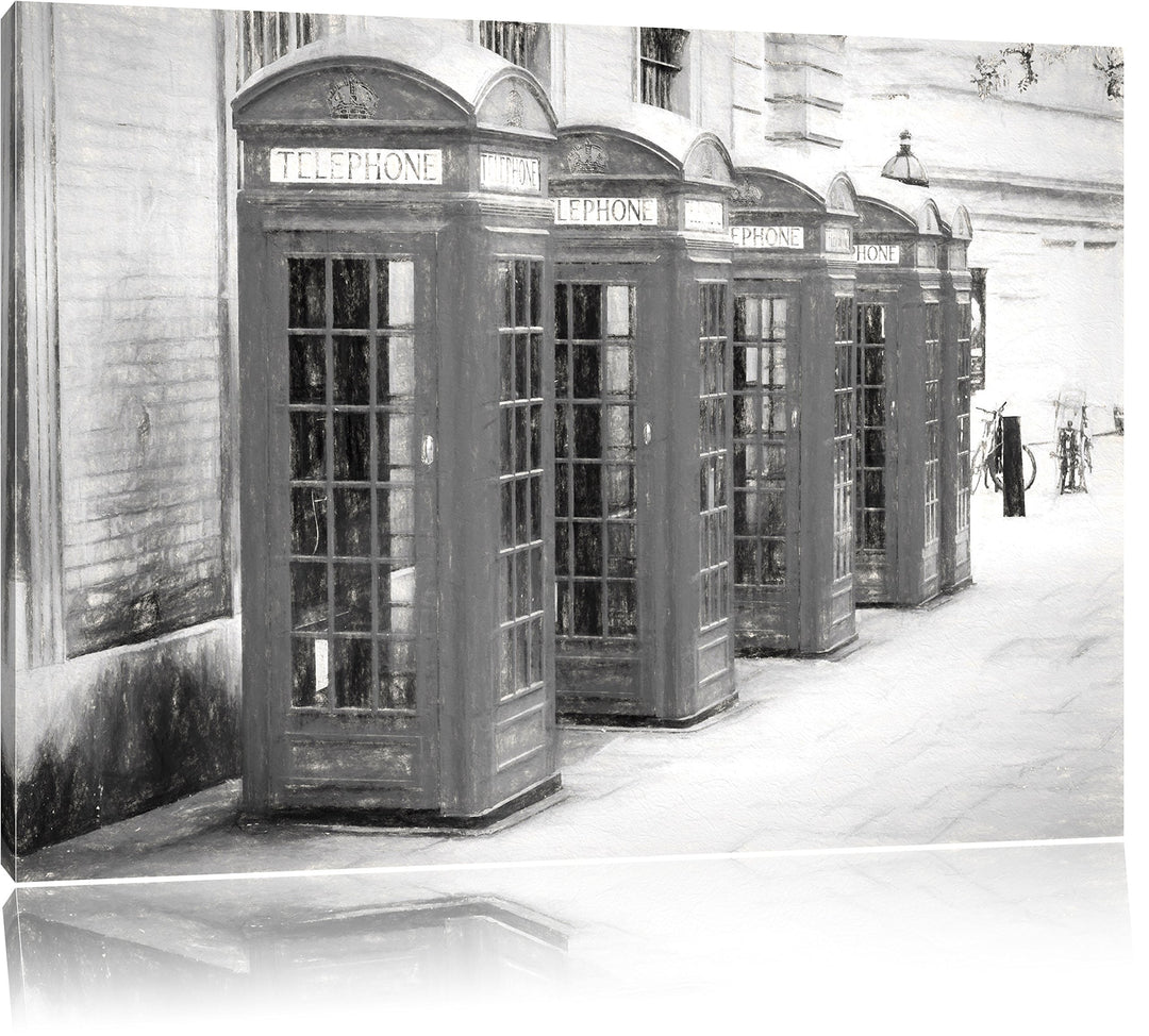 Pixxprint rote Londoner Telefonzellen Kunst als Leinwandbild/Grösse: 100x70 cm/Wandbild/Kunstdruck/f