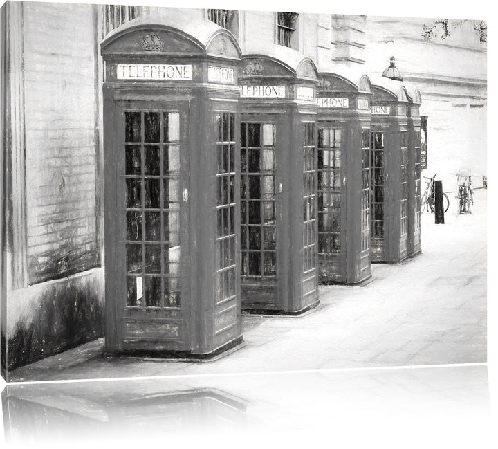Pixxprint rote Londoner Telefonzellen Kunst als Leinwandbild/Grösse: 100x70 cm/Wandbild/Kunstdruck/f