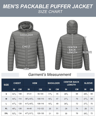 33,000ft Herren Leichte Steppjacke Outdoor Wasserbeständige Übergangsjacke Warme Winterjacke für Män