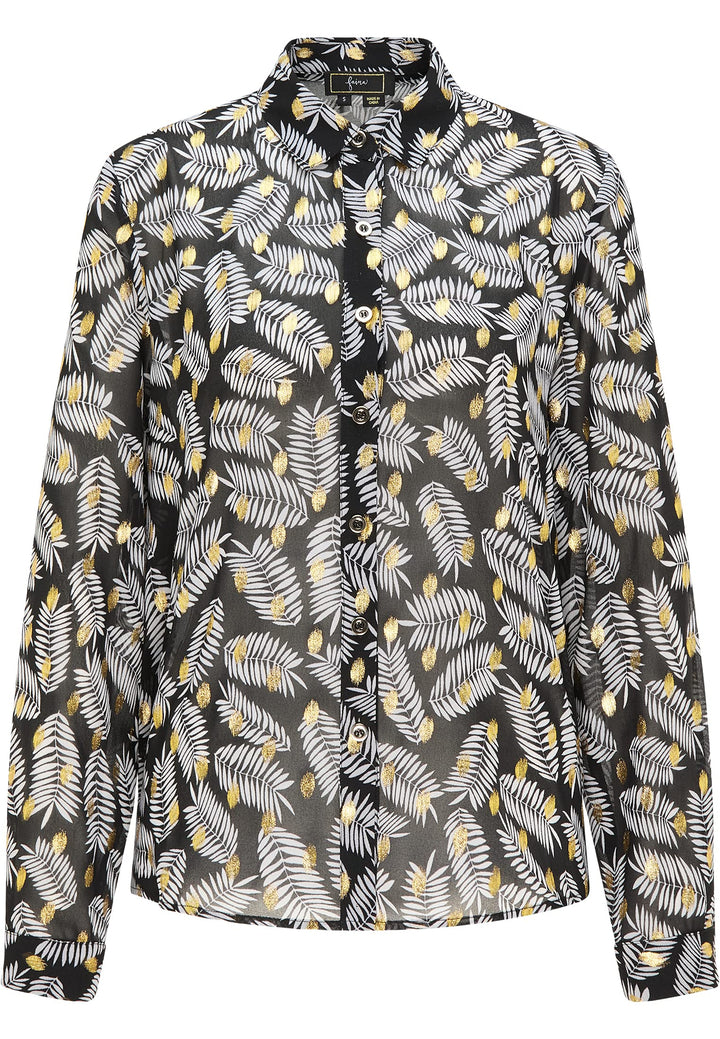 faina Damen Hemdbluse XS Schwarz Mehrfarbig, XS Schwarz Mehrfarbig