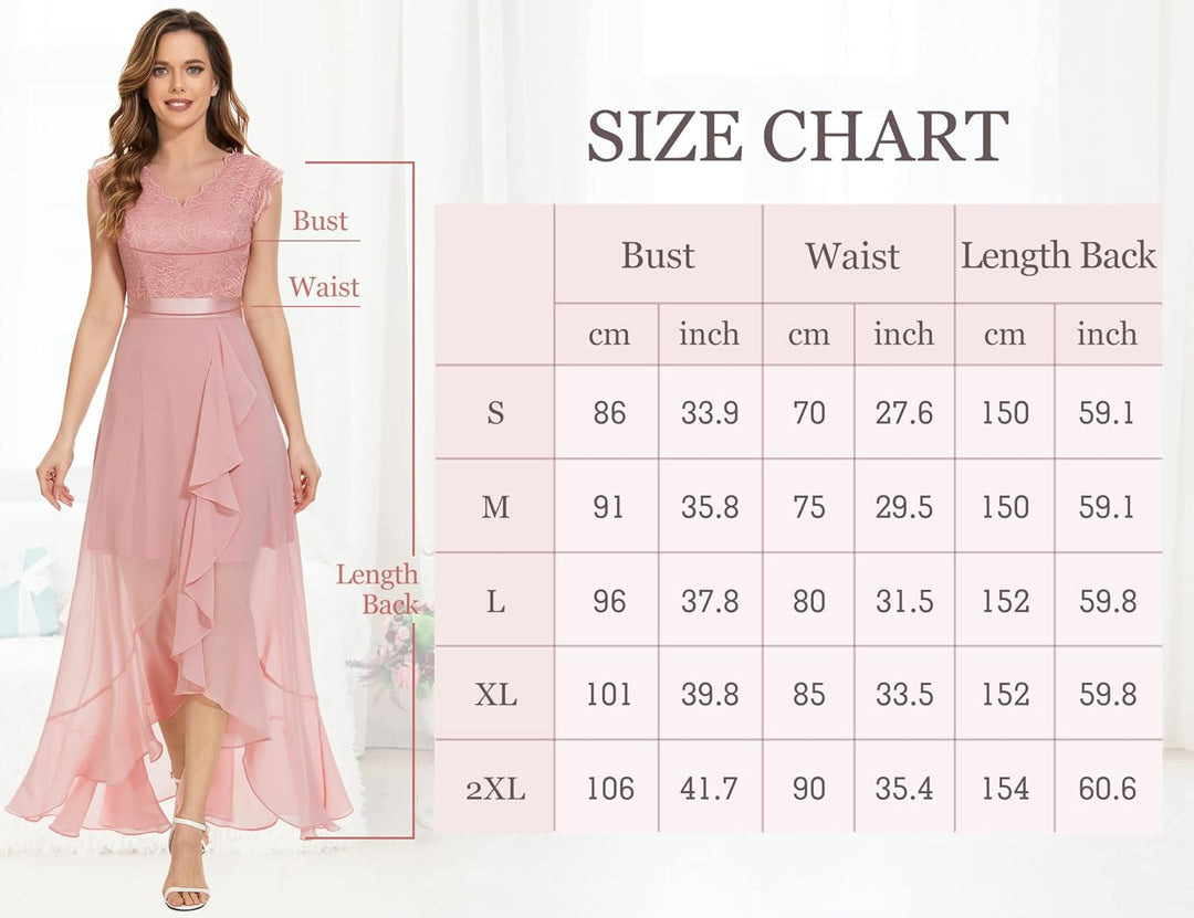 Dressystar Damen Elegant Abendkleider Hochzeit V-Ausschnitt Cocktailkleid Maxi Vokuhila Brautjunferk