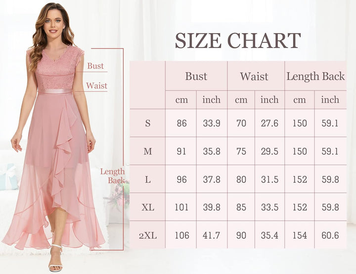 Dressystar Damen Elegant Abendkleider Hochzeit V-Ausschnitt Cocktailkleid Maxi Vokuhila Brautjunferk