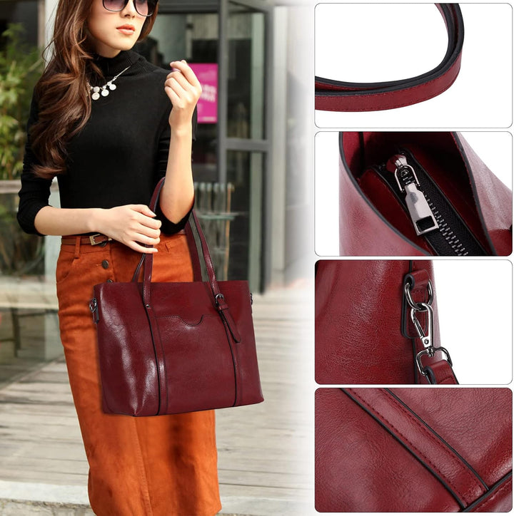 HAWEE Damen Crossbody Handtasche Grosse Shopper Umhängetasche Kunstleder Tote Schultertasche Mode He