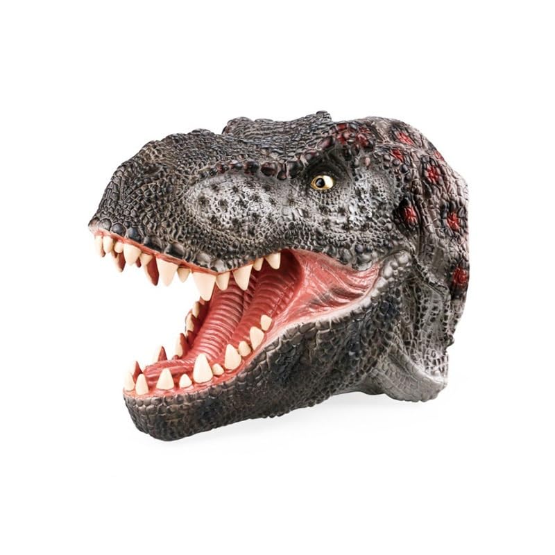 Realistisches Dinosaurier Handpuppe Kopf – T-Rex Puppenspielzeug aus Gummi für Kinder & Erwachsene –