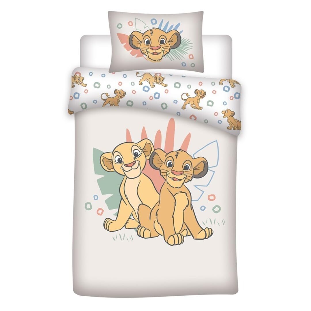 Bettwäsche der König der Löwen, für Junior- oder Babybett, Bettbezug 100 x 140 cm + Kissenbezug 40 x