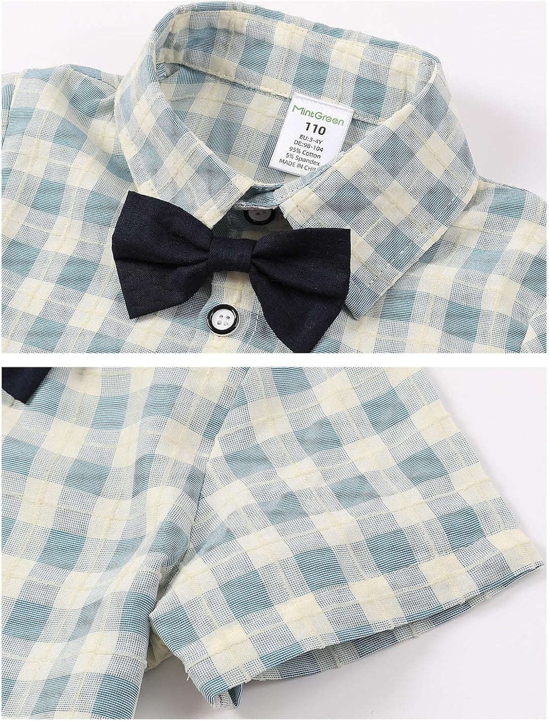 mintgreen Baby Jungen Anzüge, Neugeborenes Hemd Hose Taufe Gentleman Outfit Kurzarm Passen mit Strap