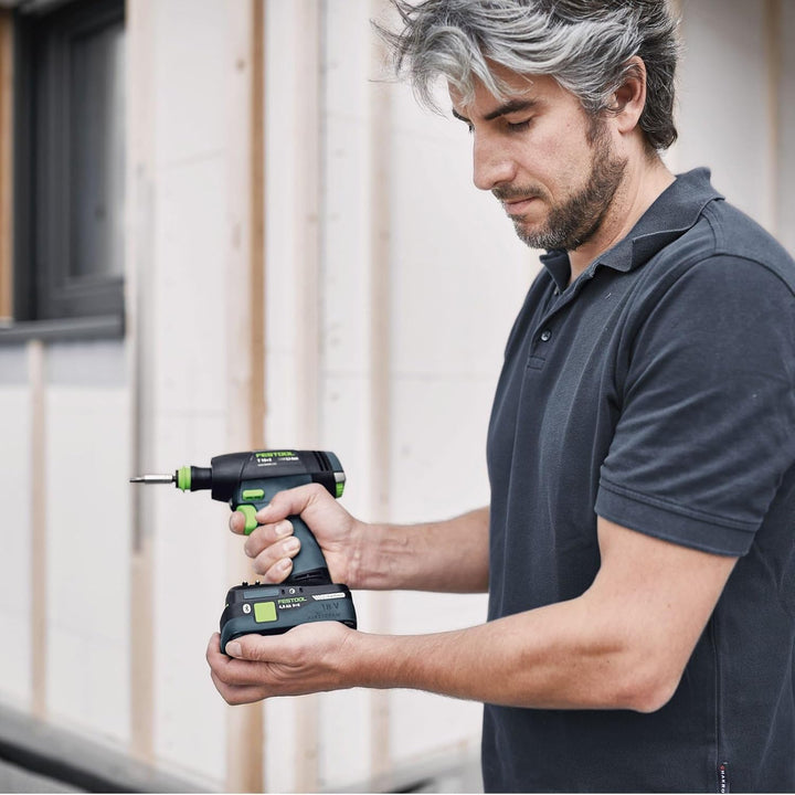 Festool Akku-Bohrschrauber T 18+3 HPC 4,0 I-Set (mit Akkupacks, Schnellladegerät, Werkzeugfutter, Sc