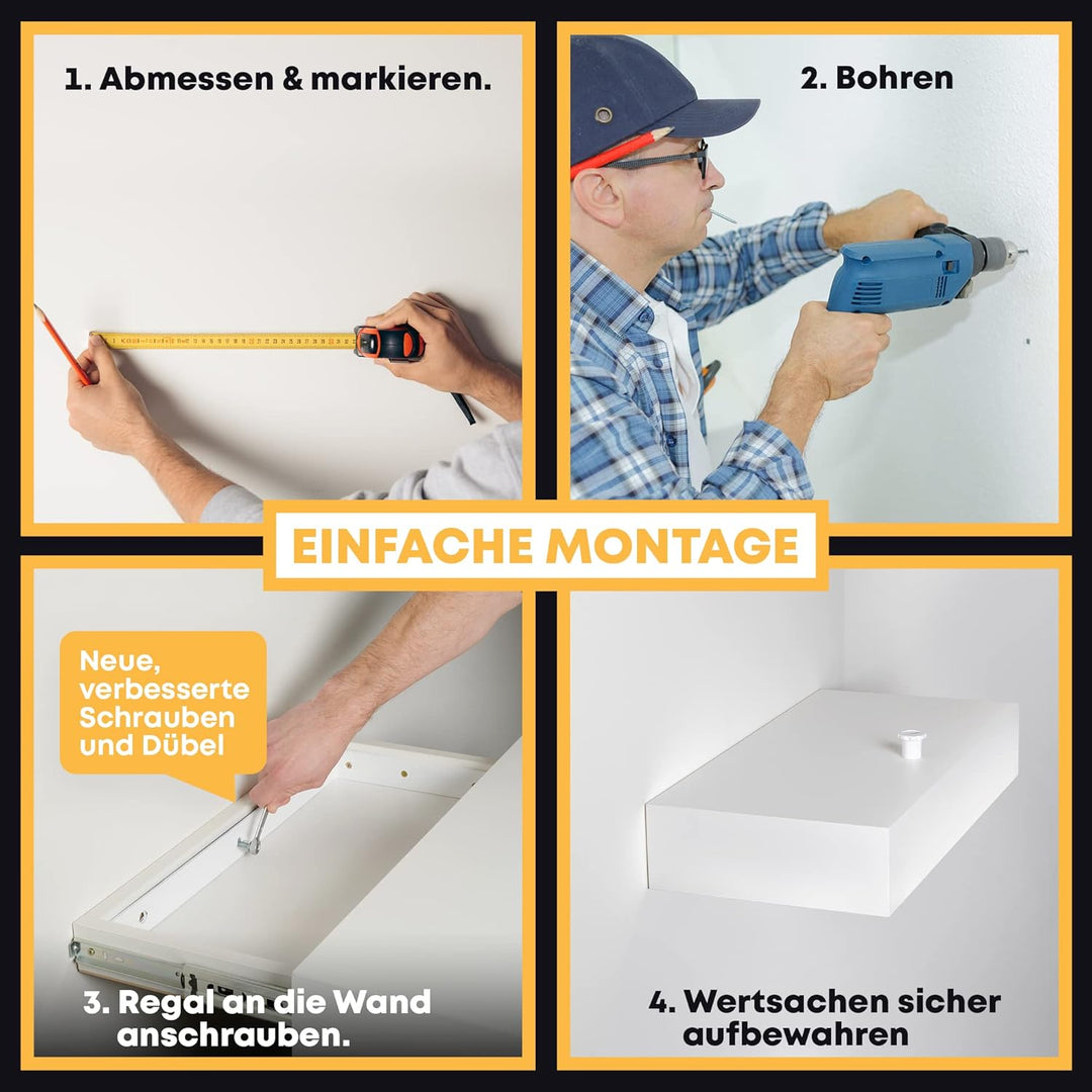 Elder Welder® Regal mit Geheimfach | 30cm x 60cm | Geheimfach Möbel | Wandregal Weiss mit Geheimvers