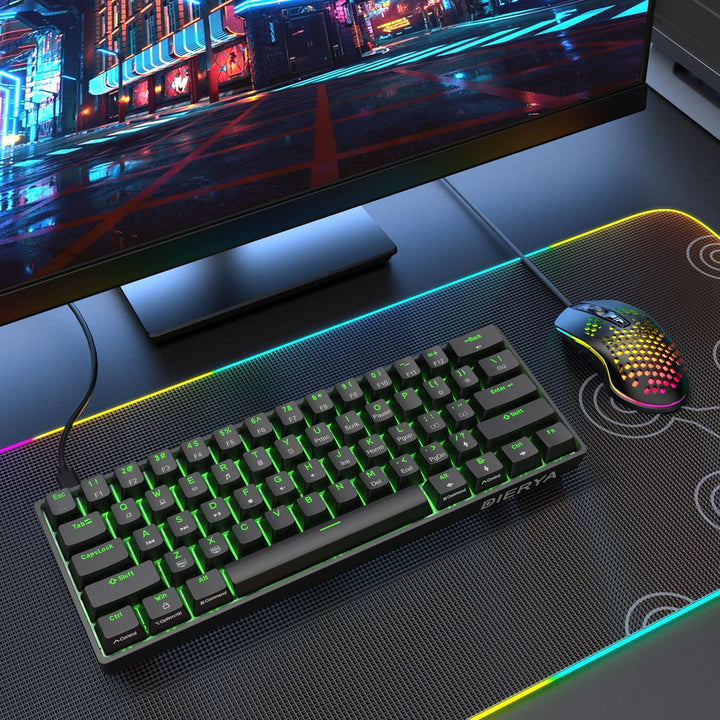 Dierya DK61se Gaming Tastatur,60% Prozent Mechanische Tastatur mit Blue Clicky Switch,Ultra-Compact