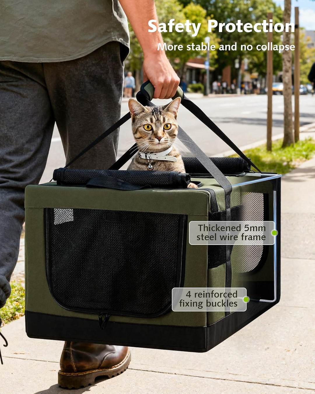 pecute Katzentransportbox für 2 Katzen Katzentasche Transporttasche Stabiler Haustier Tragetasche, T