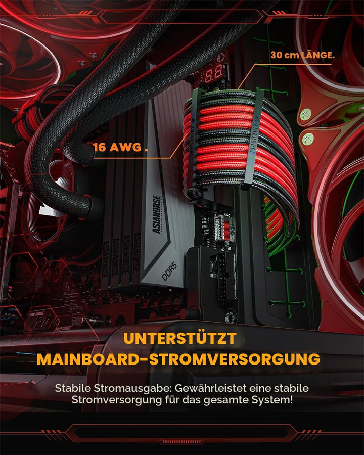 AsiaHorse Aktualisierung 16AWG Sleeved Cable Kit für PC/GPU/CPU, PSU Kabelverlängerung, PC Netzteil