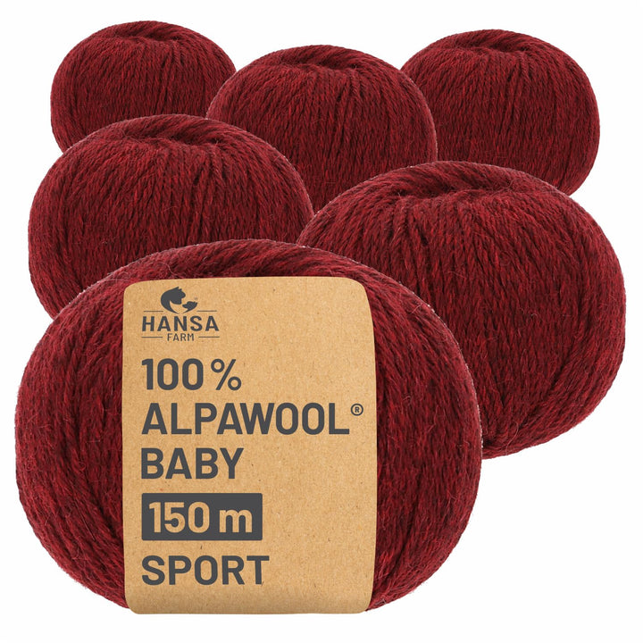 HANSA-FARM | 100% Baby Alpakawolle in 50+ Farben (kratzfrei) - 300g Set (6 x 50g) - weiche Alpaka Wo