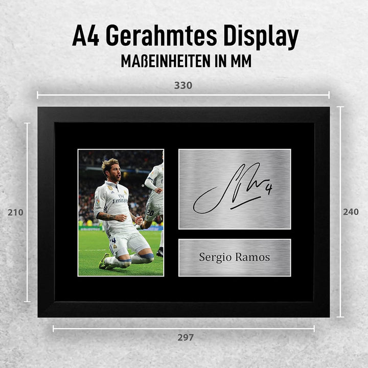 HWC Trading Sergio Ramos A4 Gerahmte Signiert Gedruckt Autogramme Bild Druck-Fotoanzeige Geschenk Fü