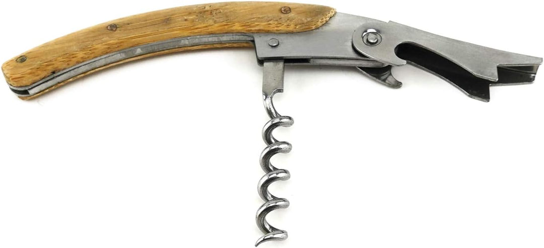 TigerTie - Wein-Set in Bambus-Box mit Kellnermesser/Korkenzieher, Weinkragen, Flaschenverschluss aus