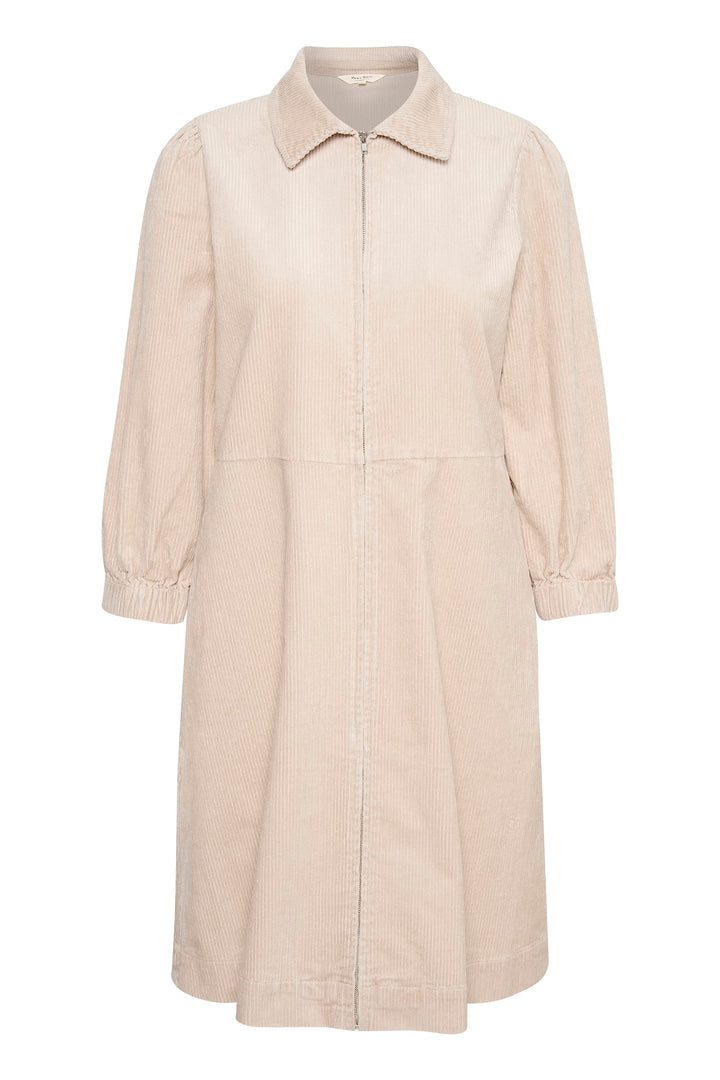 Part Two Damen Shirt mit Reissverschluss, 3/4 Ärmel, über Knielänge Kleid, Perfectly Pale, 36