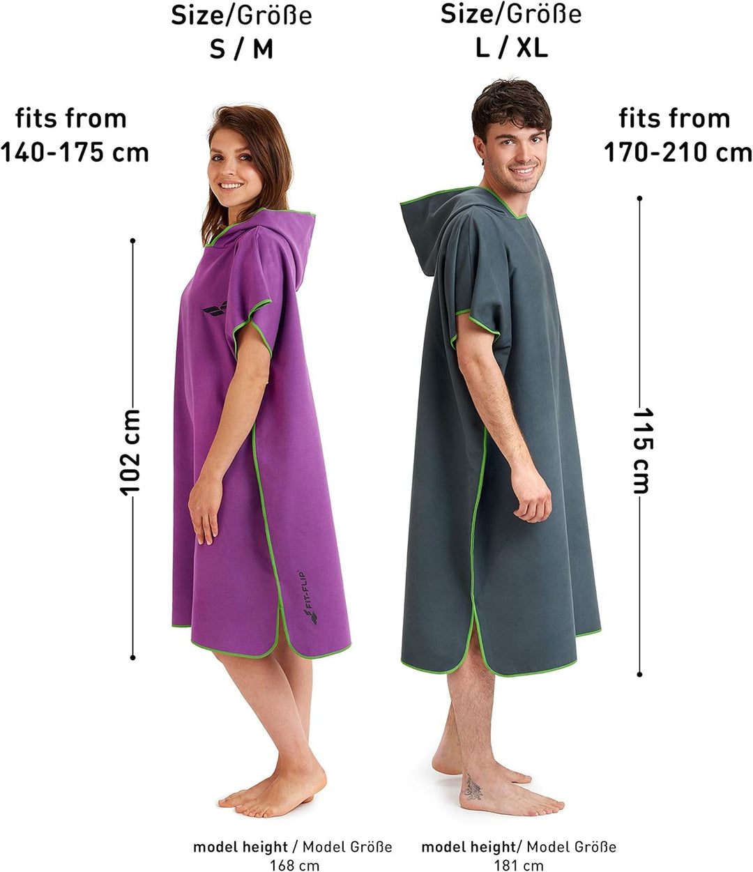 Fit-Flip Badeponcho aus Mikrofaser für Damen und Herren - schnelltrocknend, kompakt und Ultraleicht