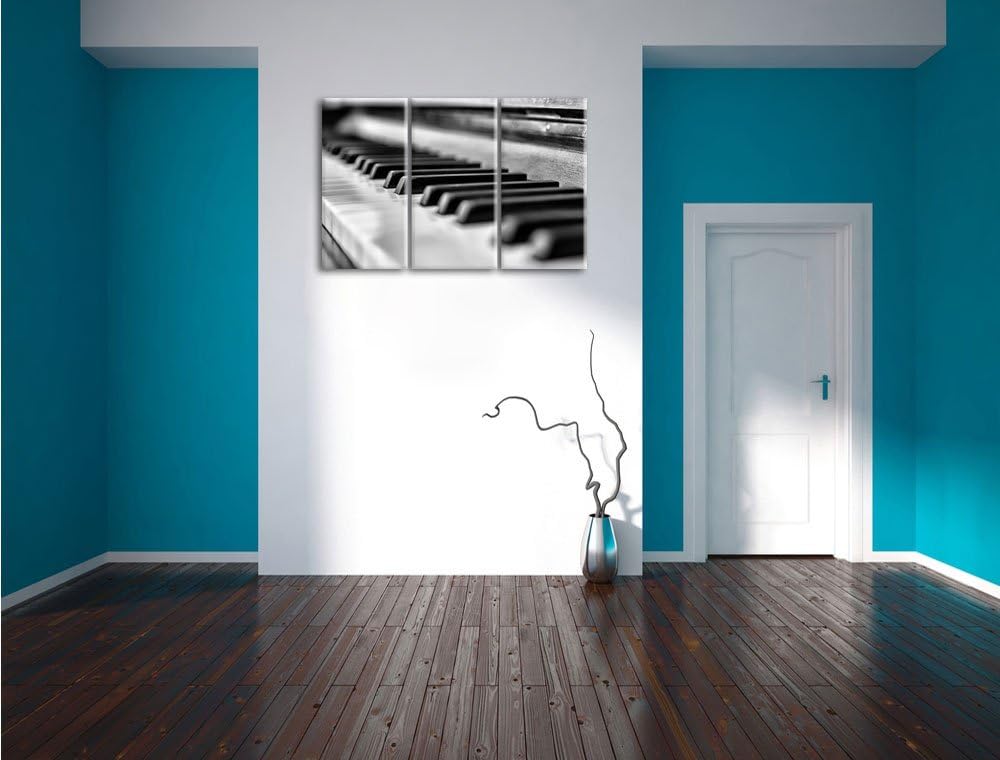 Pixxprint Monocrome, Elegantes Klavier 3-Teiler Leinwandbild 120x80 Bild auf Leinwand