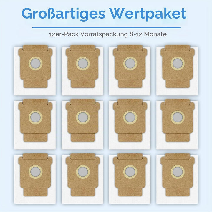 (12 Stück) Staubbeutel für iRobot Roomba 104, 105 Vac, 105 Combo, Plus 405 Combo, Plus 505 Combo, Ma