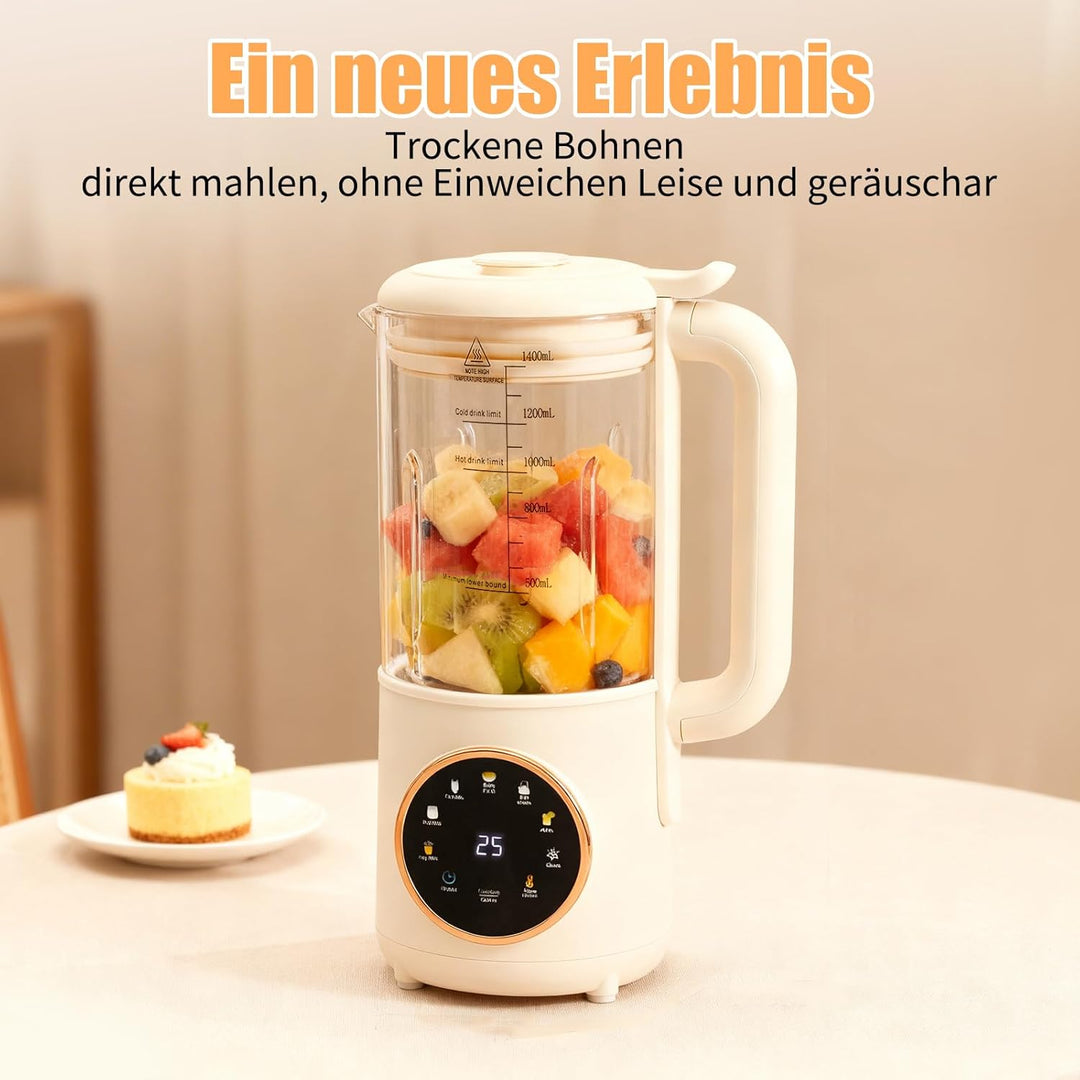 1400ml Pflanzenmilchbereiter Entsafter Nussmilchbereiter Nussmilch Maschine mit Touch-LED-Display, H