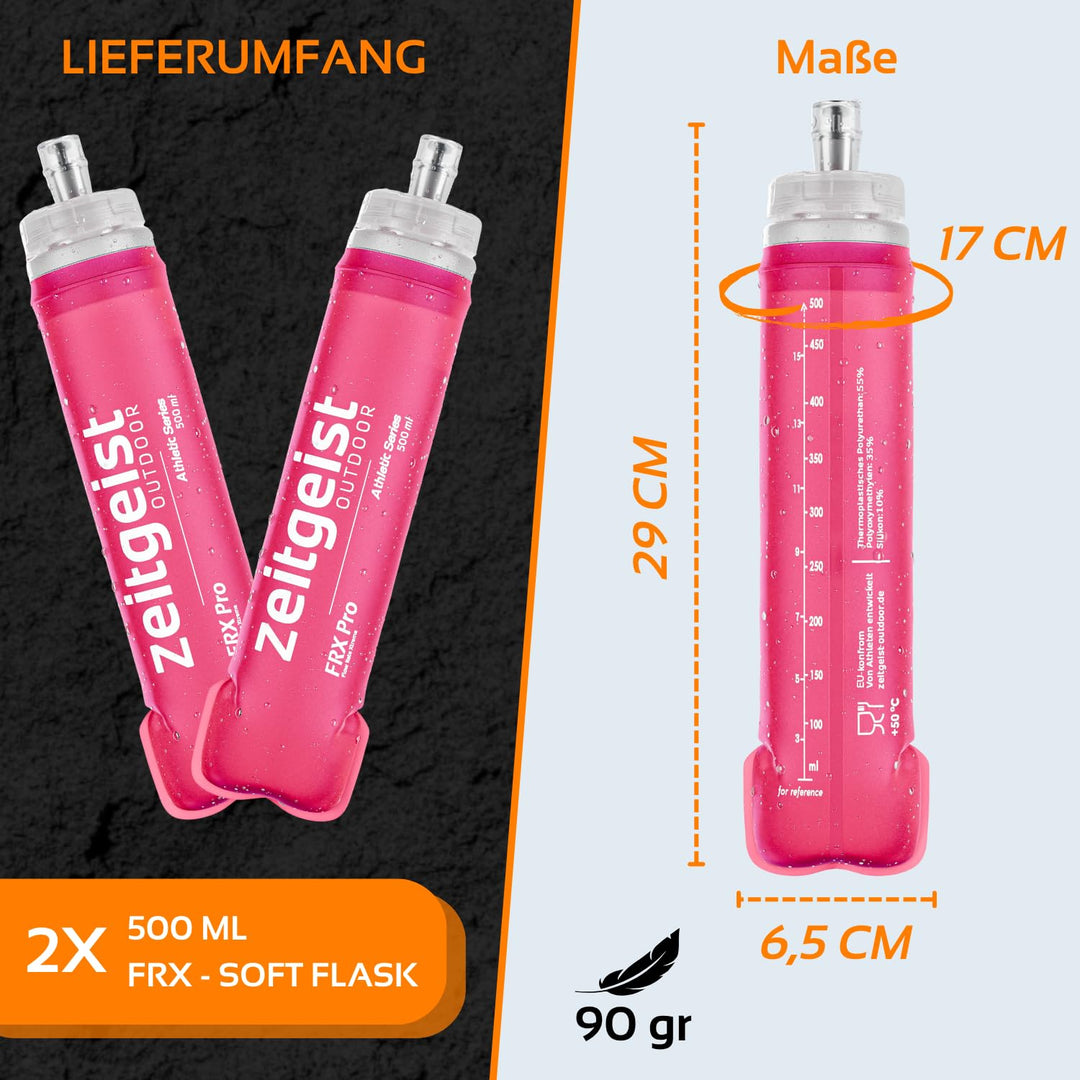 Soft Flask 500 ml FRX Pro (2er Set) Laufflasche TPU, BPA-frei, Faltflasche, faltbare Trinkflasche fü