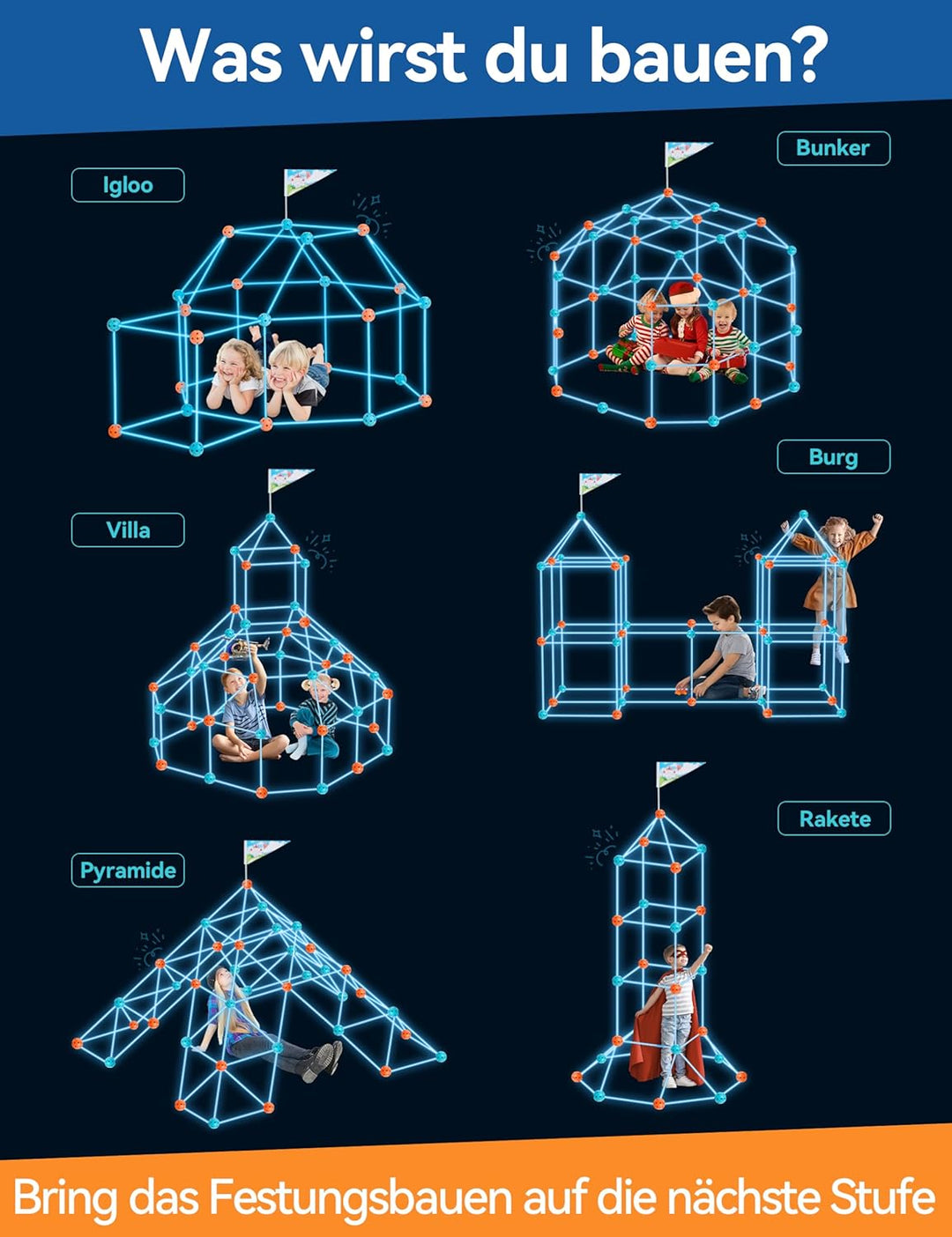 besrey Höhle Kinder – 133PCS Konstruktionsspielzeug mit Wurfspiel, Outdoor Garten Spielzeug, Kreativ