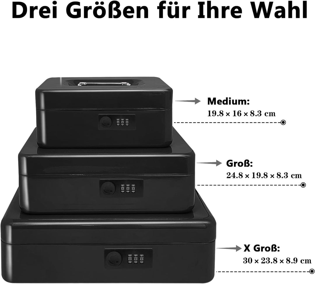 Geldkassette aus Stahl mit Zahlenschloss, kleine Geldkassette aus Metall mit abnehmbarem Geldfach, G