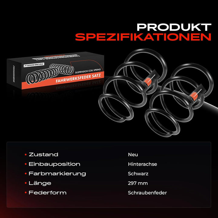 Frankberg 2x Federn Fahrwerksfeder Hinterachse Kompatibel mit B.o.x.s.t.e.r 986 2.5L 2.7L Cabriolet