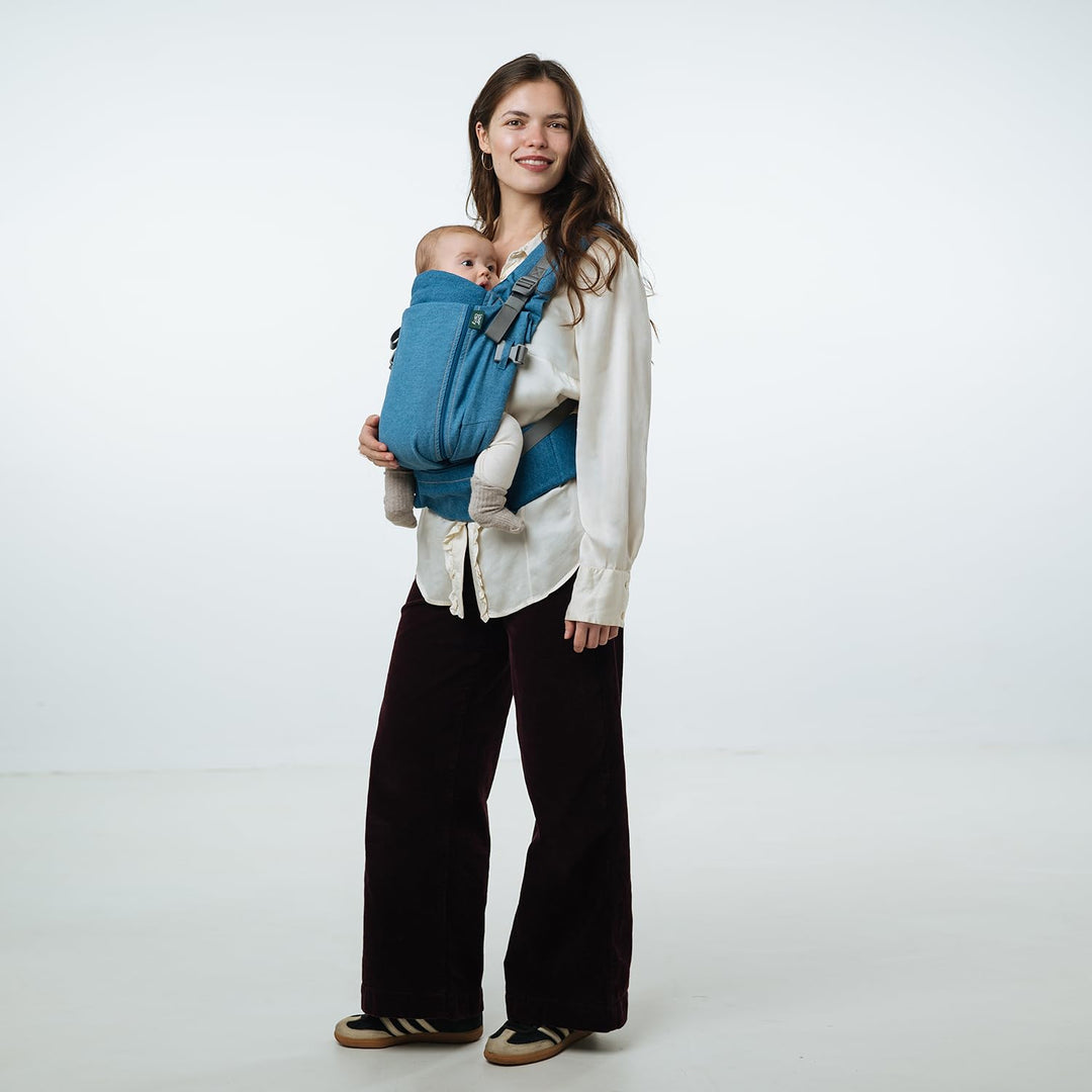 Love & Carry ONE Babytrage für Neugeborene (Denim), Denim