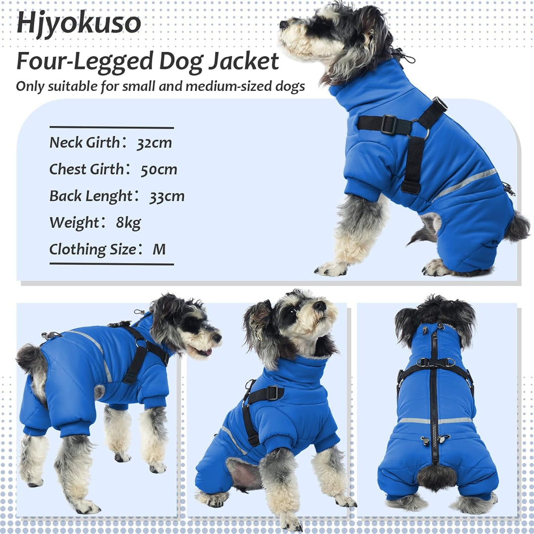 Hjyokuso Wasserdichter Hundemantel, Hundejacke mit Geschirr, Wintermantel Hund für kleine Mittel Gro