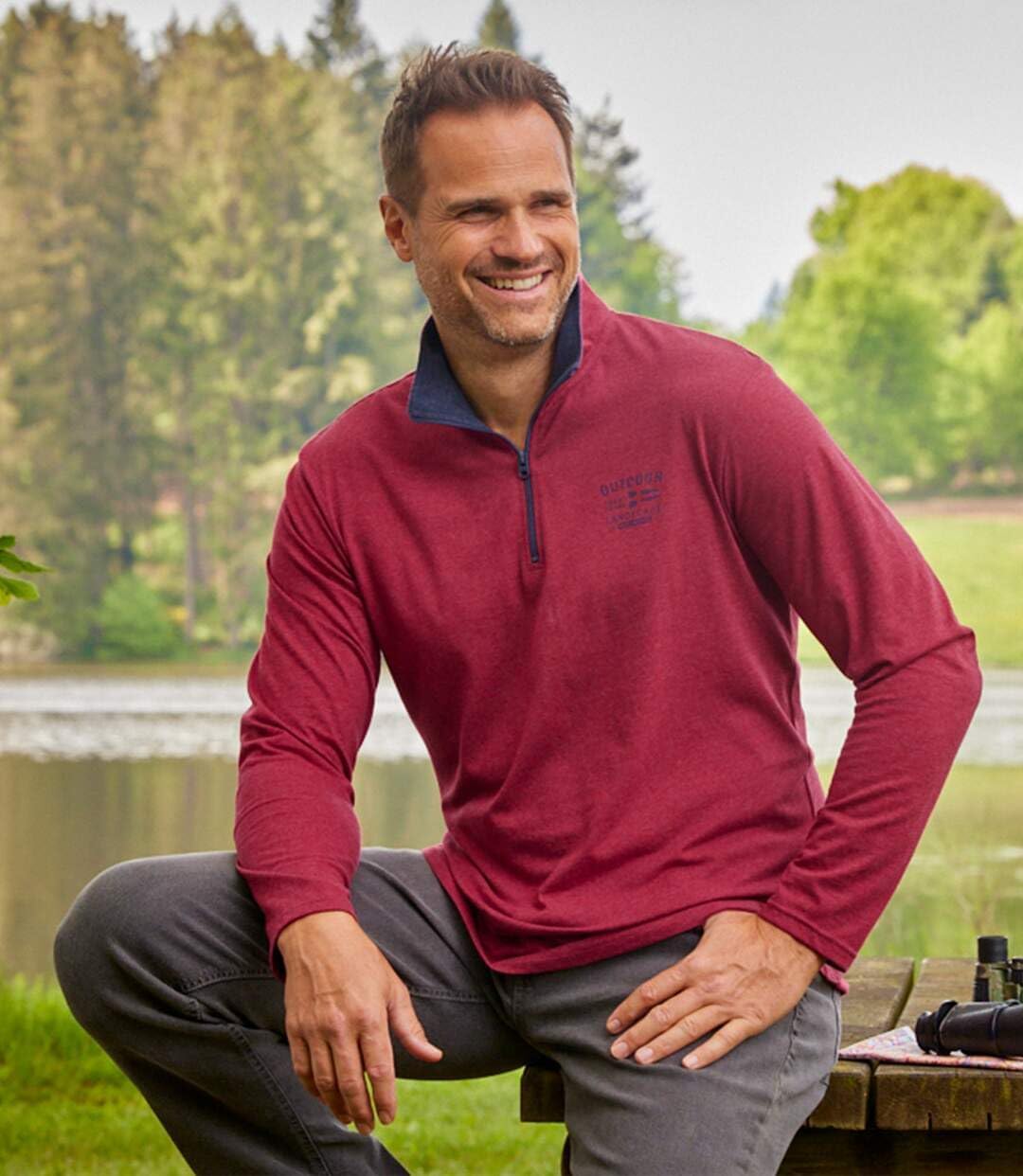 ATLAS FOR MEN - 2er Pack Unterziehpullis Outdoor - Verfügbar in grossen Grössen von M bis 5XL L Wein