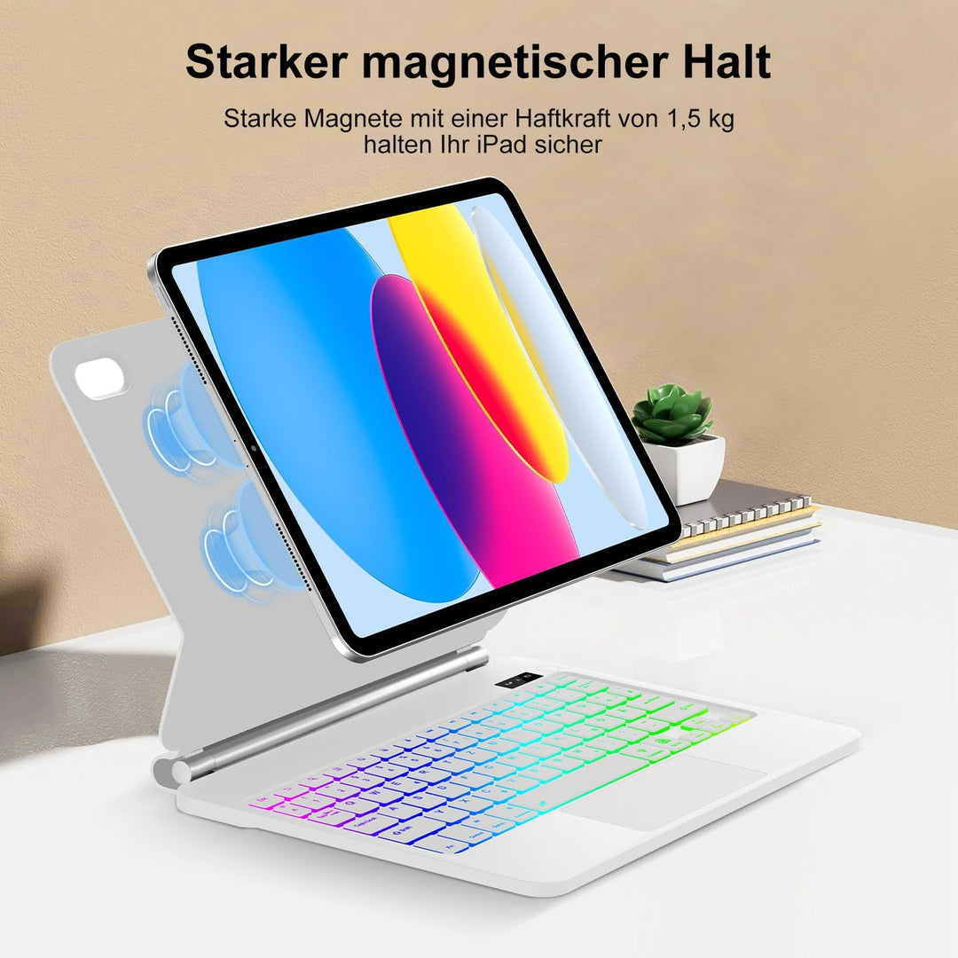 SENGBIRCH Magic Tastatur für iPad A16 11. 2025/10. 10.9" 2022 - Deutsches QWERTZ Hintergrundbeleucht
