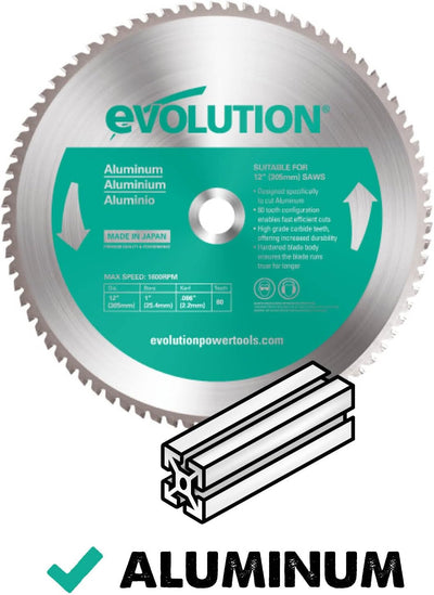Evolution A355TCT-80CS - 355 mm Sägeblatt zum Schneiden von Aluminium - Metall-Sägeblatt mit 80 Zähn