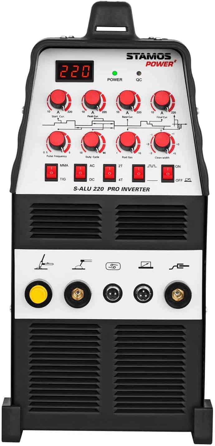 Stamos Welding ALU Schweissgerät WIG AC-DC/MMA E-Hand Inverter S-ALU 220 PRO (220 A / 60% DC, 8 Mete