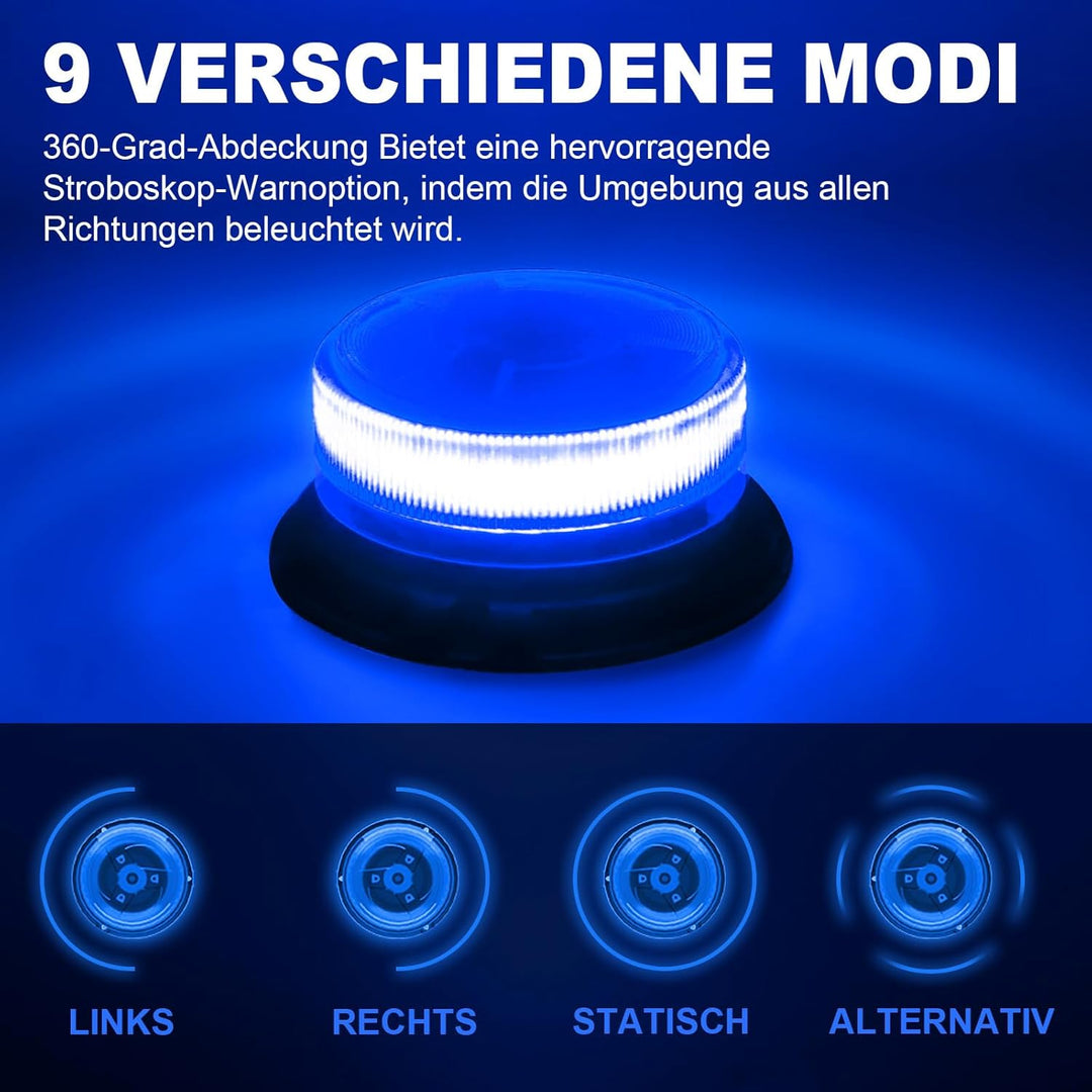 antom Rundumleuchte akku Mit Fernsteuerung 9 Blitzmuster 12V 24V Blau Warnleuchte led magnet mit Kfz