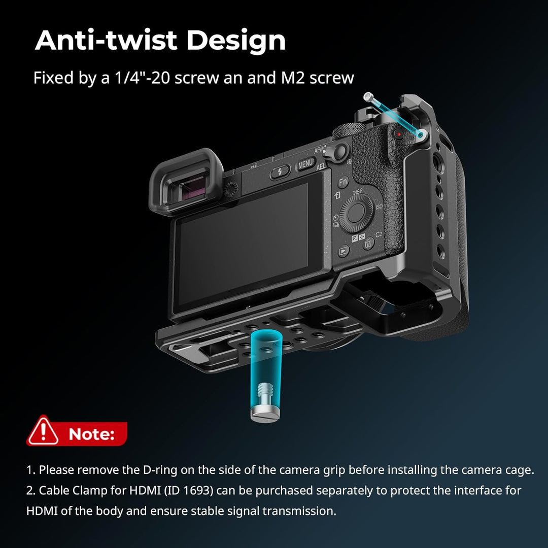 SMALLRIG Kamerakäfig Käfig Cage mit Silikonhandgriff für Sony A6100/A6300/A6400 Kamera - 3164