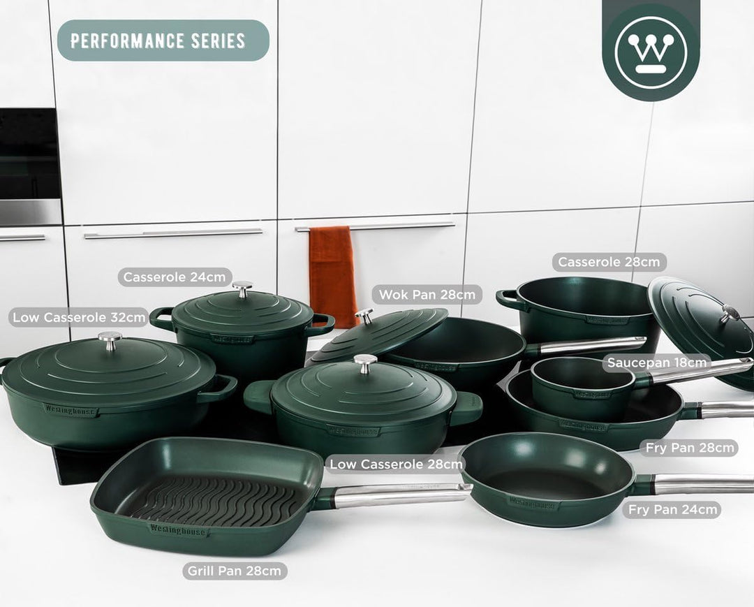 Westinghouse PERFORMANCE SERIES Grillpfanne, Grosse Bratpfanne 28 cm mit Edelstahl-Griff für Indukti