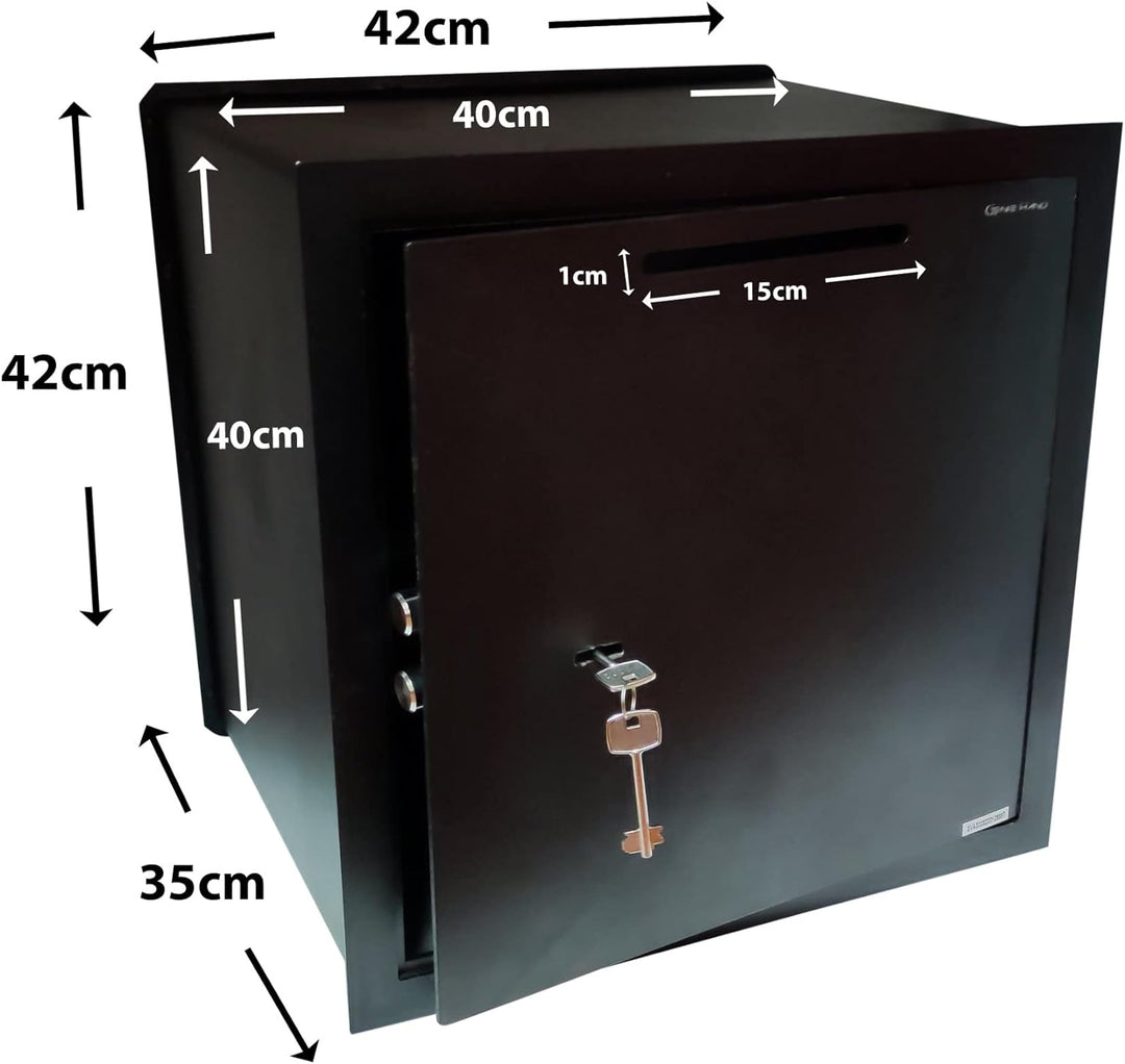 Genie Hand – Mechanische Wandtresorbox Klein mit Einwurfschlitz – Doppelbartschloss gross, gross