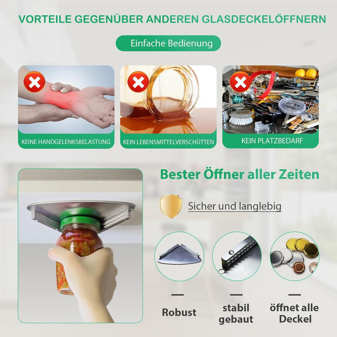 Verbesserter Edelstahl-Glasöffner unter dem Schrank für Senioren, Glasöffner unter dem Schrank für s