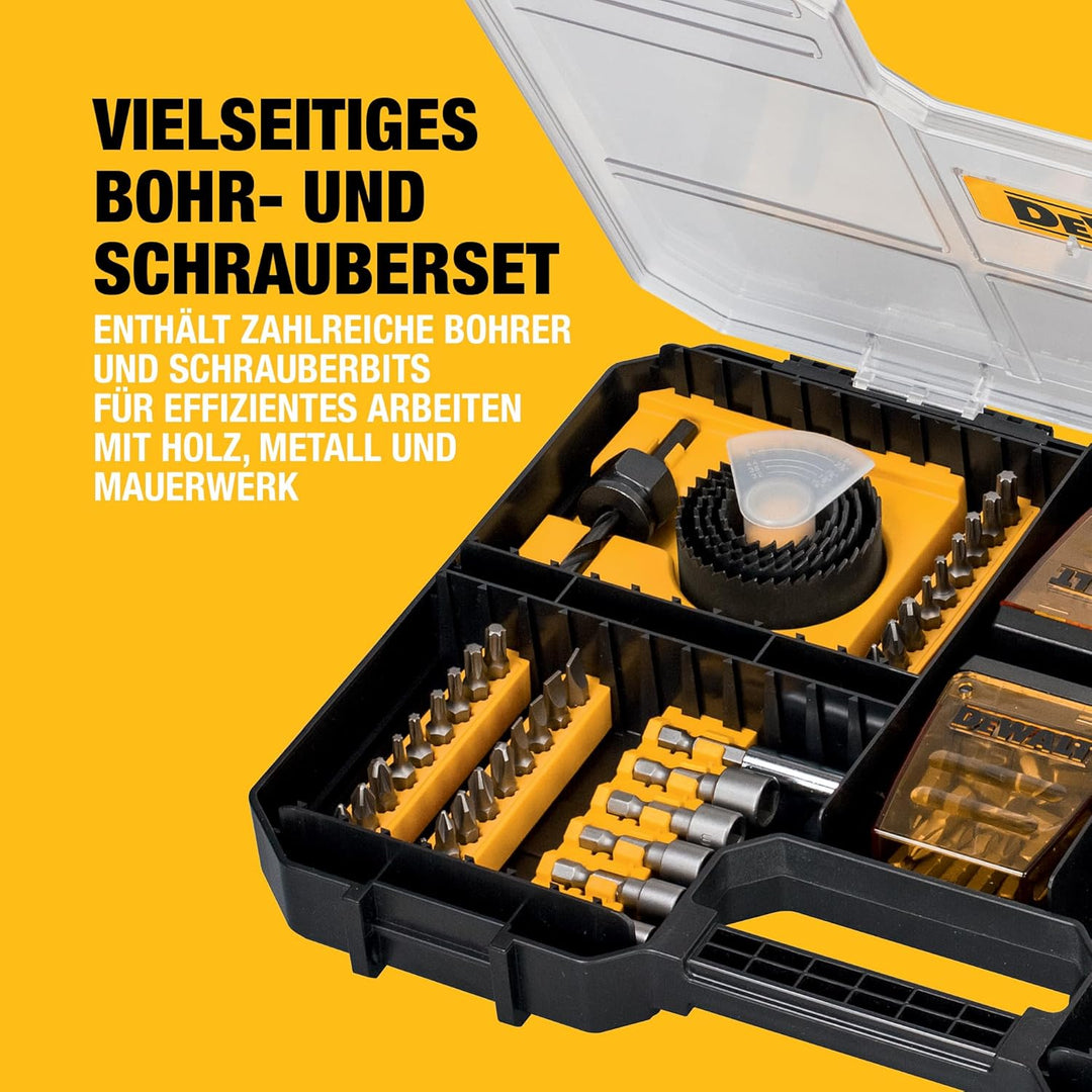 DeWalt Universalset/ MaxiSet (100-tlg., mit HSS-Metallbohrern, Betonbohrern, Lochsägen, Bits 25 mm,