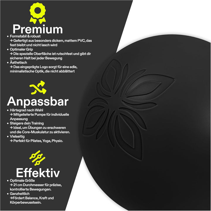 Moon™ Pilatesball – Rutschfester Core-Trainer Ø 21 cm aus Eco-Elite PVC, ABS-Zertifiziert, Pilates &