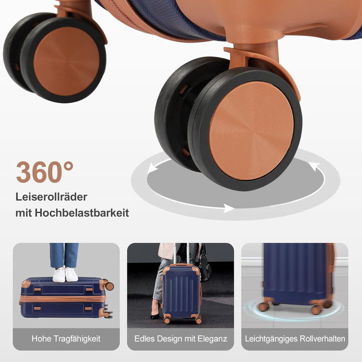 LALAHO Kofferset 4 teilig Hartschale, Koffer Set aus ABS, Reisekoffer mit Rollen Gross, Hartschalenk