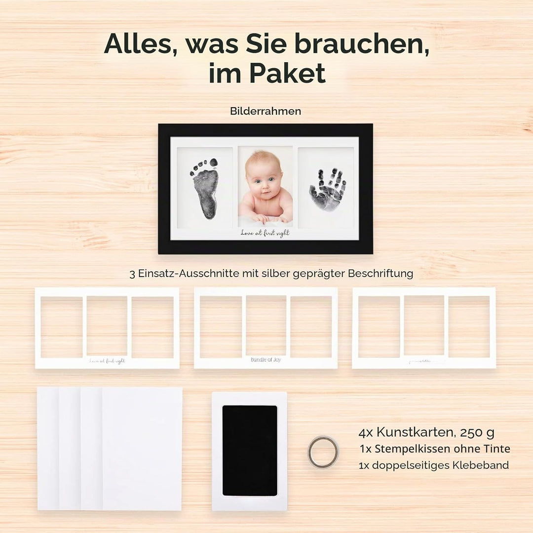 KeaBabies Tintenloses Baby Handabdruck und Fussabdruck set (Onyx Black) | No Mess Tintenauflage für