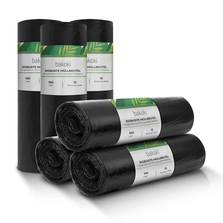 Müllbeutel 160L - Extrem Reissfest, Extra Stark, Ideal Für Haushalt, Garten Und Betrieb -6 x 10er Ro