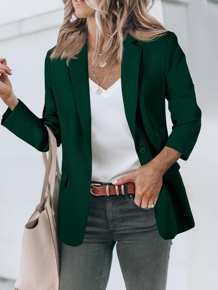 Cicy Bell Damen Langarm Casual Blazer Arbeit Büro Knopf Open Front Jacke Anzug M Dunkelgrün, M Dunke