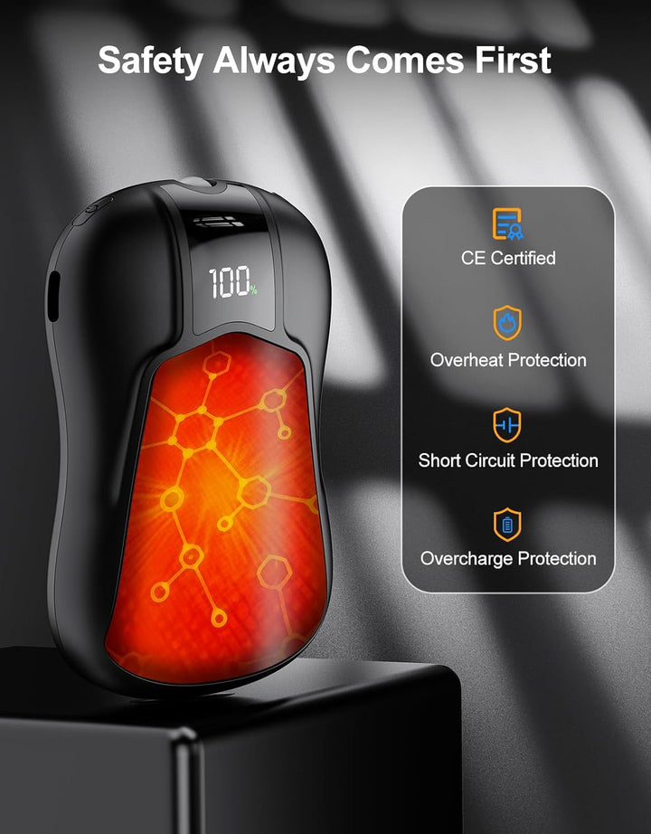 2er-Pack Hand Warmers, Wiederaufladbar mit 10000mAh Elektrische Handwärmer mit Doppelseitiger Heizun