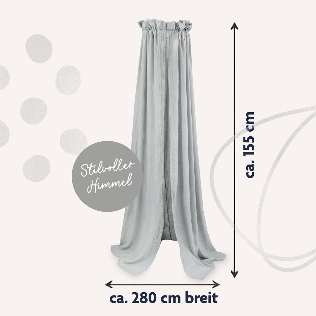 Julius Zöllner Betthimmel aus Voile – für Babybett &amp; Kinderbett – Kinderzimmer Deko – Salbei, Salbei