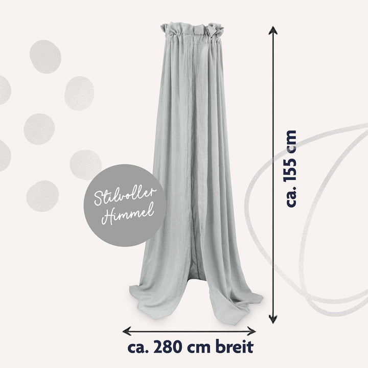 Julius Zöllner Betthimmel aus Voile – für Babybett &amp; Kinderbett – Kinderzimmer Deko – Salbei, Salbei
