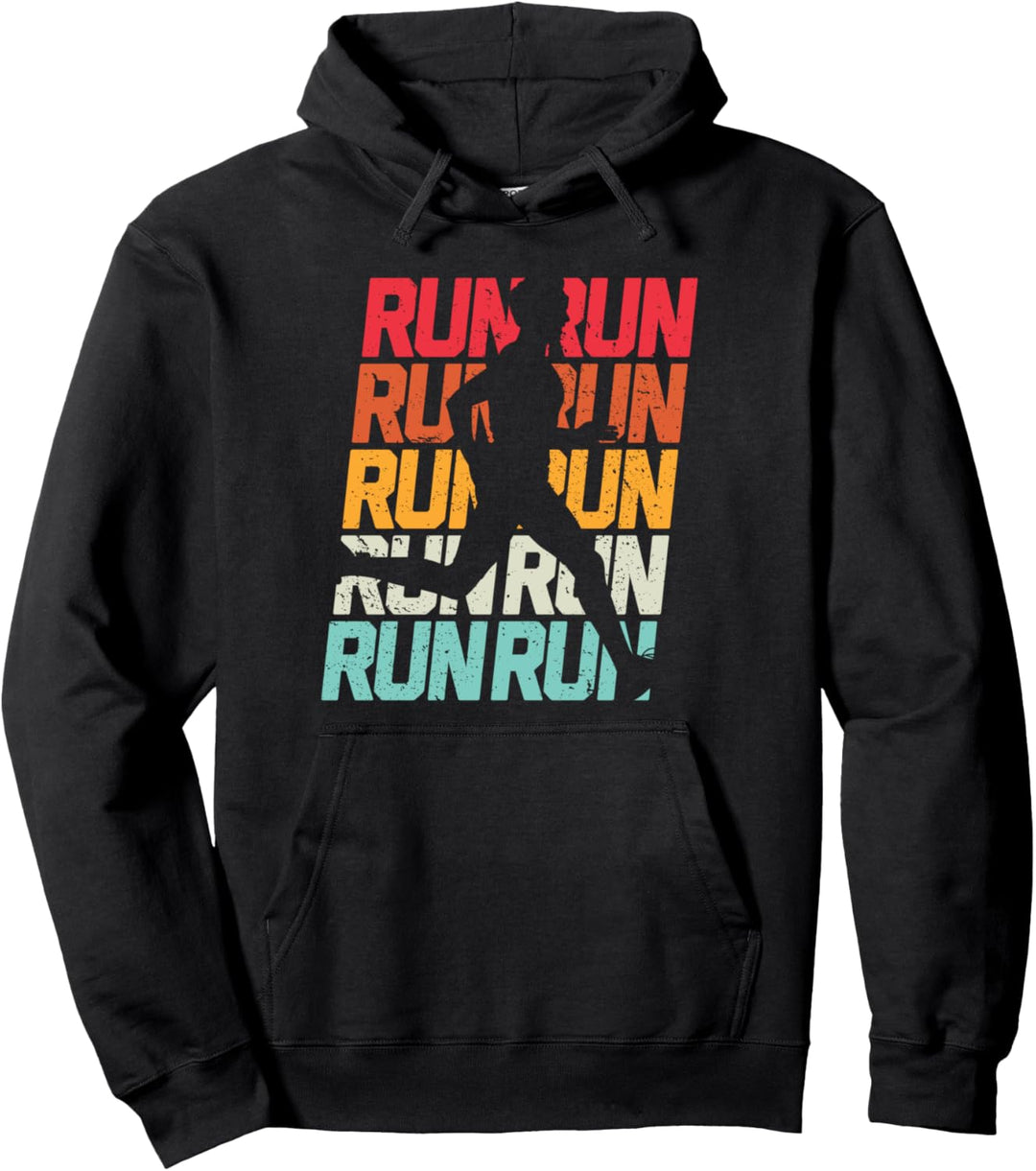 Retro RUN Läufer Jogger Marathon Vintage für Jungs Männer Pullover Hoodie