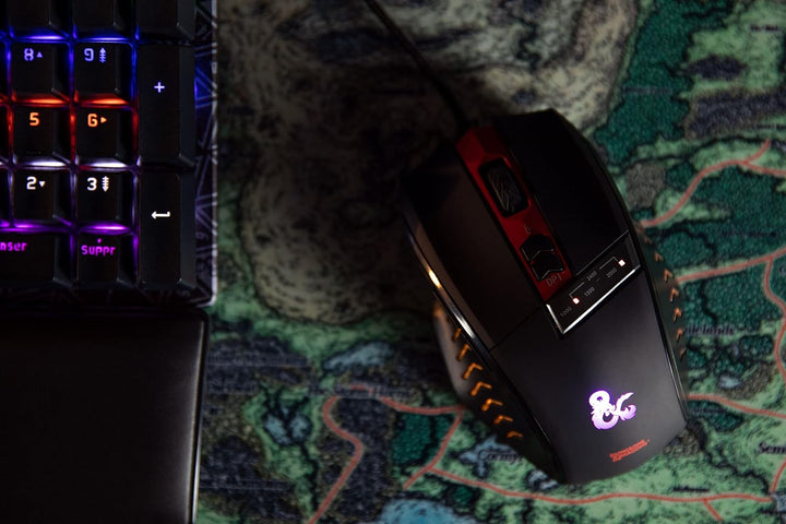 Konix Dungeons &amp; Dragons Gaming-Maus für PC - 6 Tasten - 1,8 m Kabel - USB-Anschluss - Schwarz und R
